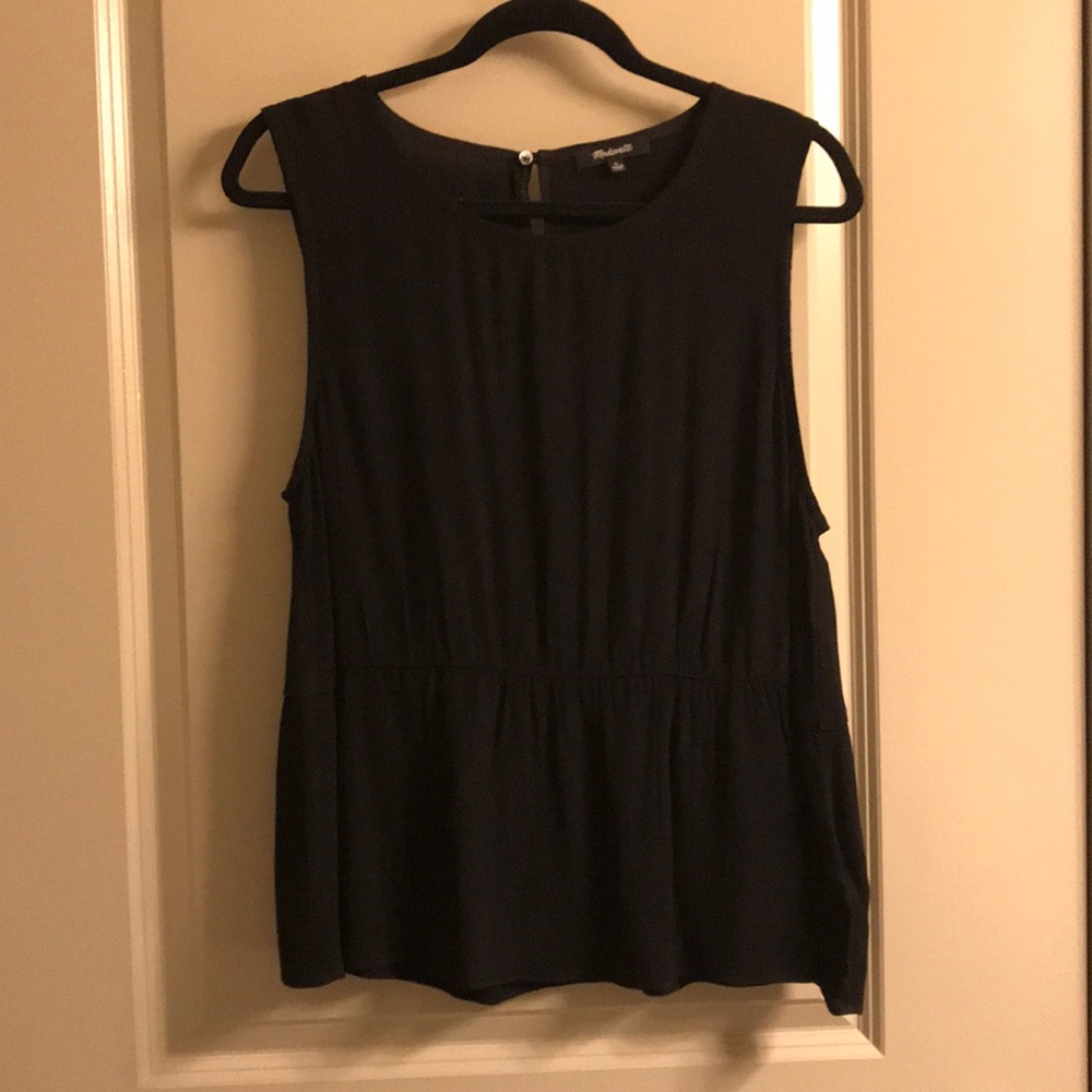 Madewell black peplum sleeveless top